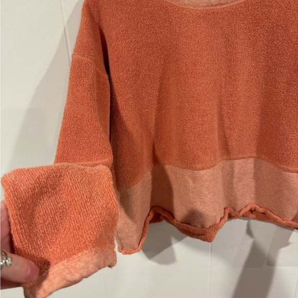 FITIGUES VTG crewneck sweatshirt orange rough edge cropped made in USA - Picture 4 of 5